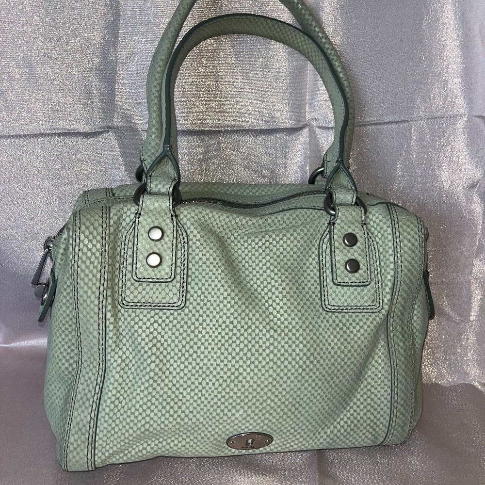 Fossil Mint Green Snakeskin Satchel